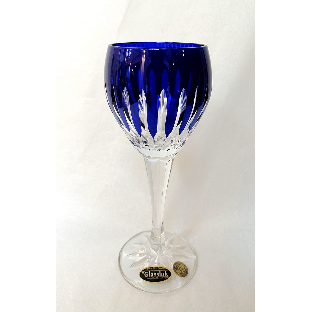 CRISTAL DE ROCA PARIS-AZUL OSCURO-220 ml-COPA VINO-BOHEMIA CRISTAL