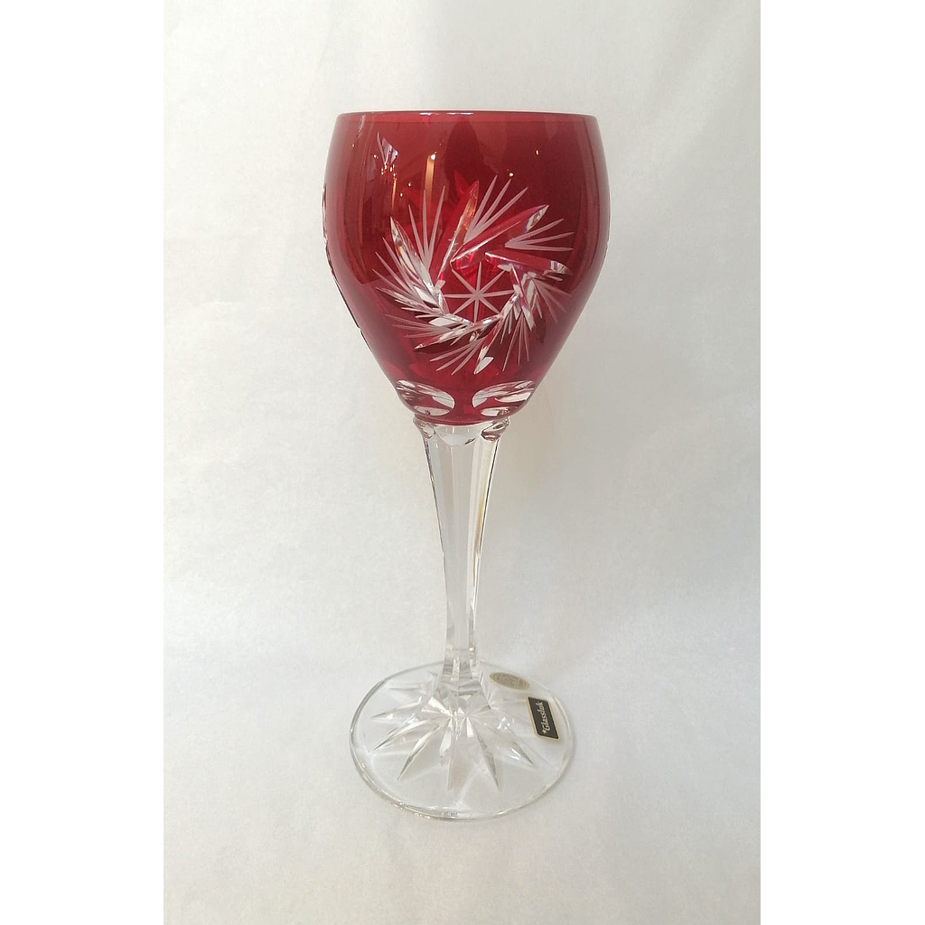 CRISTAL DE ROCA PINWHEEL-ROJO OSCURO-220 ml-COPA VINO-BOHEMIA CRISTAL