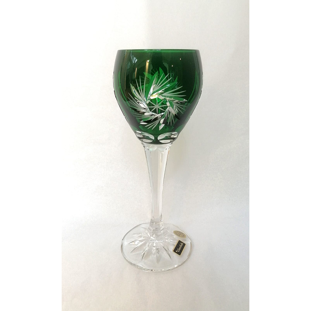 CRISTAL DE ROCA PINWHEEL-VERDE OSCURO-220 ml-COPA VINO-BOHEMIA CRISTAL
