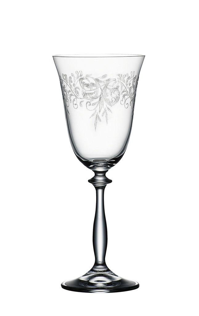 ROMANCE-PANTOGRAFIADO-250 ml-6 COPAS VINO-BOHEMIA CRISTAL