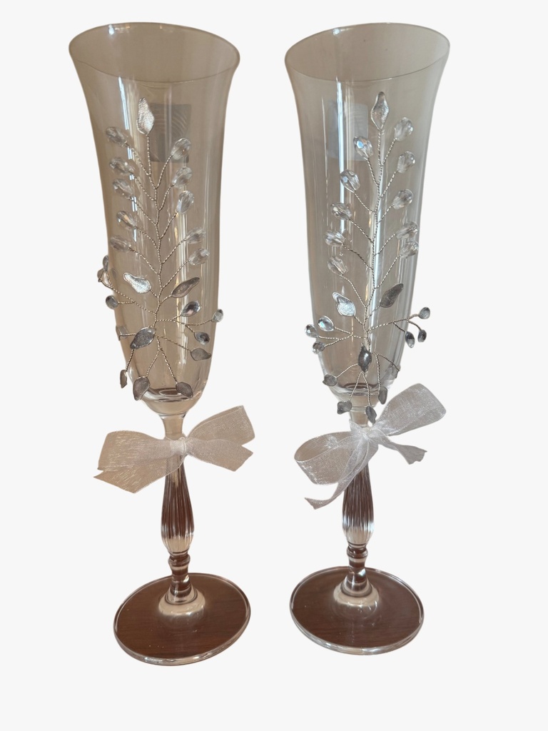 FREGATA-0-190 ml-2 CHAMPAGNE FLAUTA NOVIOS-C CRISTAL DE BOHEMIA