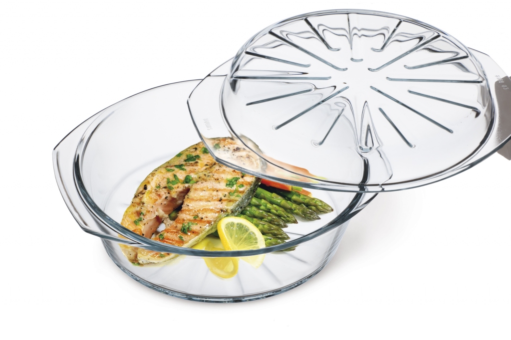 SIMAX-0-2.5 l-CASEROLA REDONDA CON TAPA SANO BOHEMIA CRISTAL