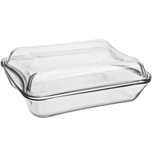 SIMAX-0-2.5 l-FUENTE RECTANGULAR CON TAPA LISO BOHEMIA CRISTAL