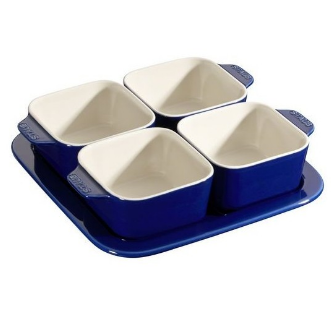 STAUB-CERAMICA-AZUL-19X19 cm -SET BOCADITOS 5 PIEZAS