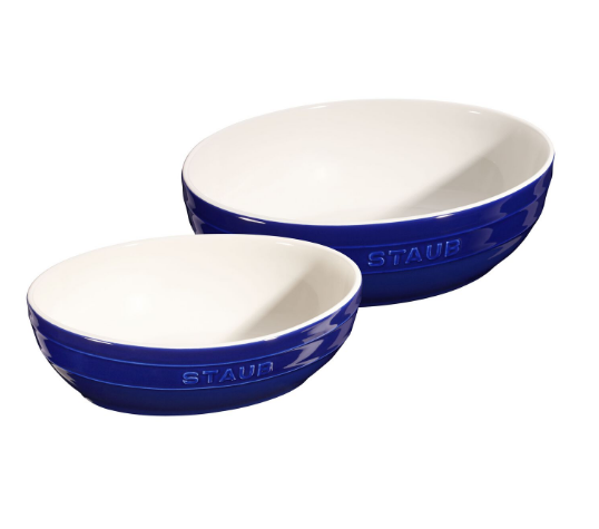 STAUB-CERAMIC-AZUL-27 y 23 cm-BOWL OVALADO 2 PIEZAS