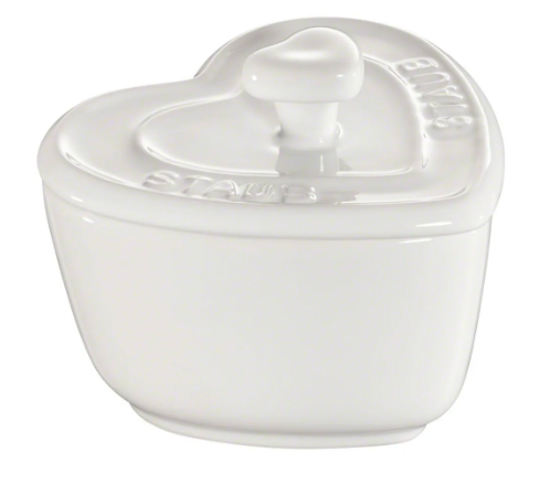 STAUB CERAMIC-BLANCO-7.5 cm-SET 2 COCOTTE CORAZON CON TAPA