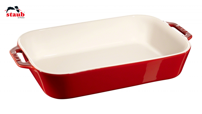 STAUB CERAMIC-CHERRY-34x24 cm-FUENTE PARA GRATINAR GRANDE