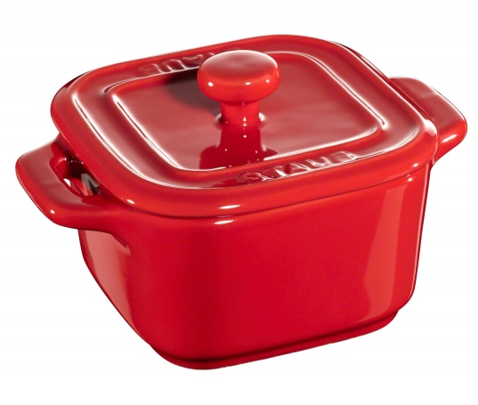 STAUB-CERAMIC-CHERRY-8 cm- SET 2 COCOTTE CUADRADO