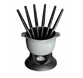 STAUB-HIERRO FUNDIDO-GRIS-12 cm-SET FONDUE MEDIANO