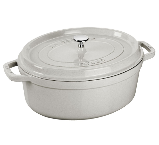 STAUB-HIERRO FUNDIDO-BLANCO -29 cm-COCOTTE OVALADO
