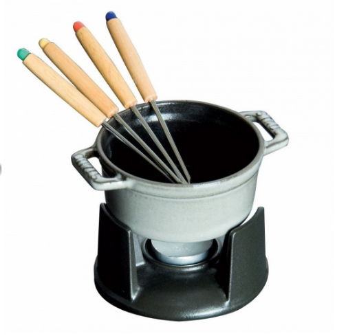 STAUB HIERRO FUNDIDO-GRIS-10 cm-SET FONDUE PEQUEÑO