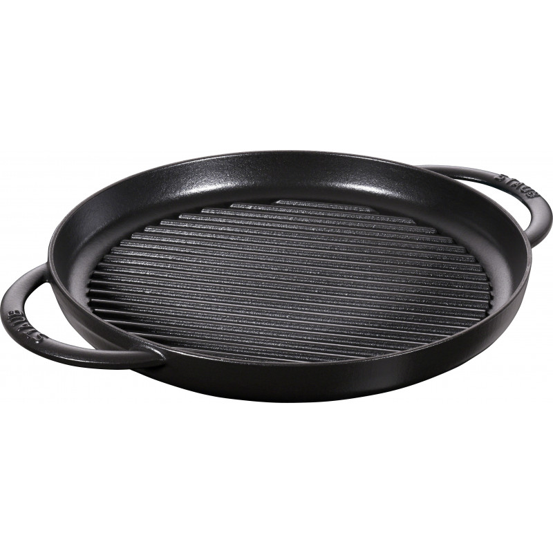 STAUB-HIERRO FUNDIDO-NEGRO-30 cm-SARTEN PARA GRILL PURE REDONDO 