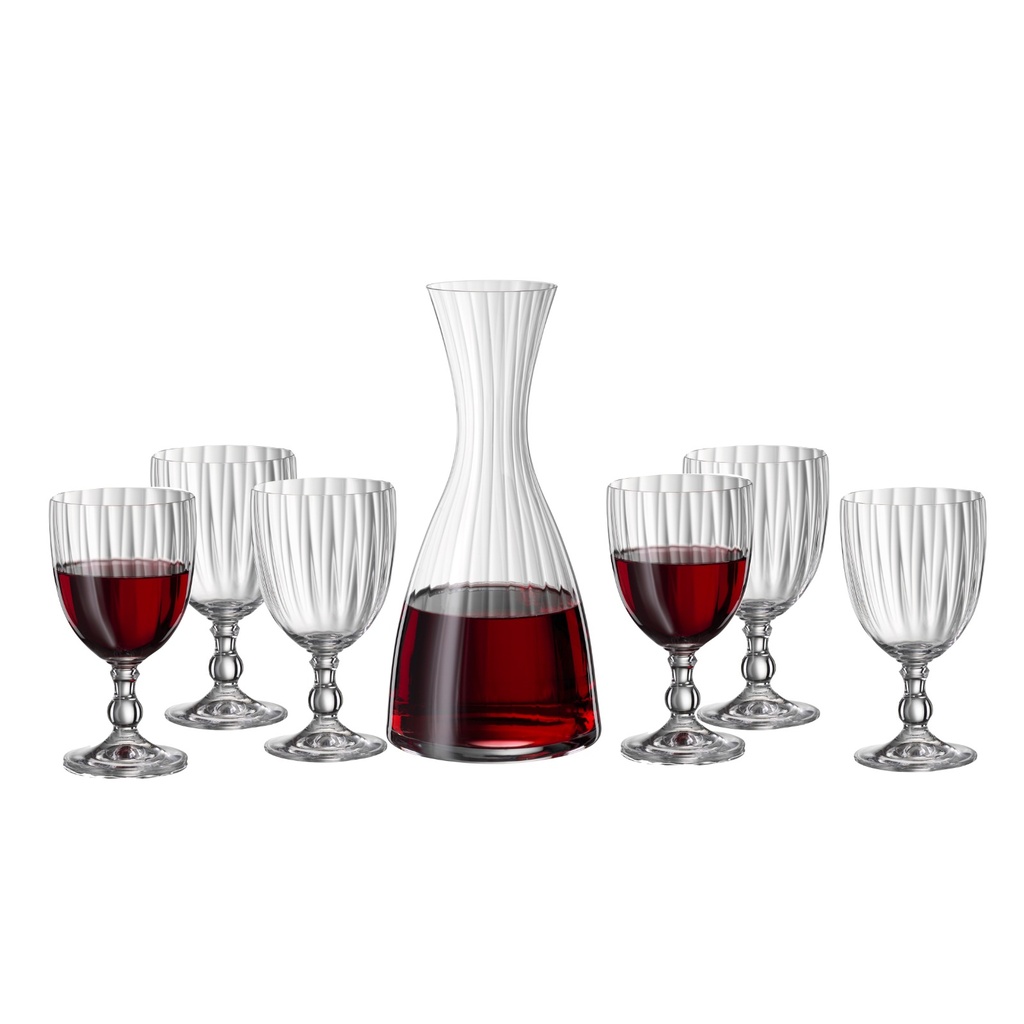 LIBERA-0-1200 ml + 350 ml-SET VINO 7 PIEZAS-BOHEMIA CRISTAL
