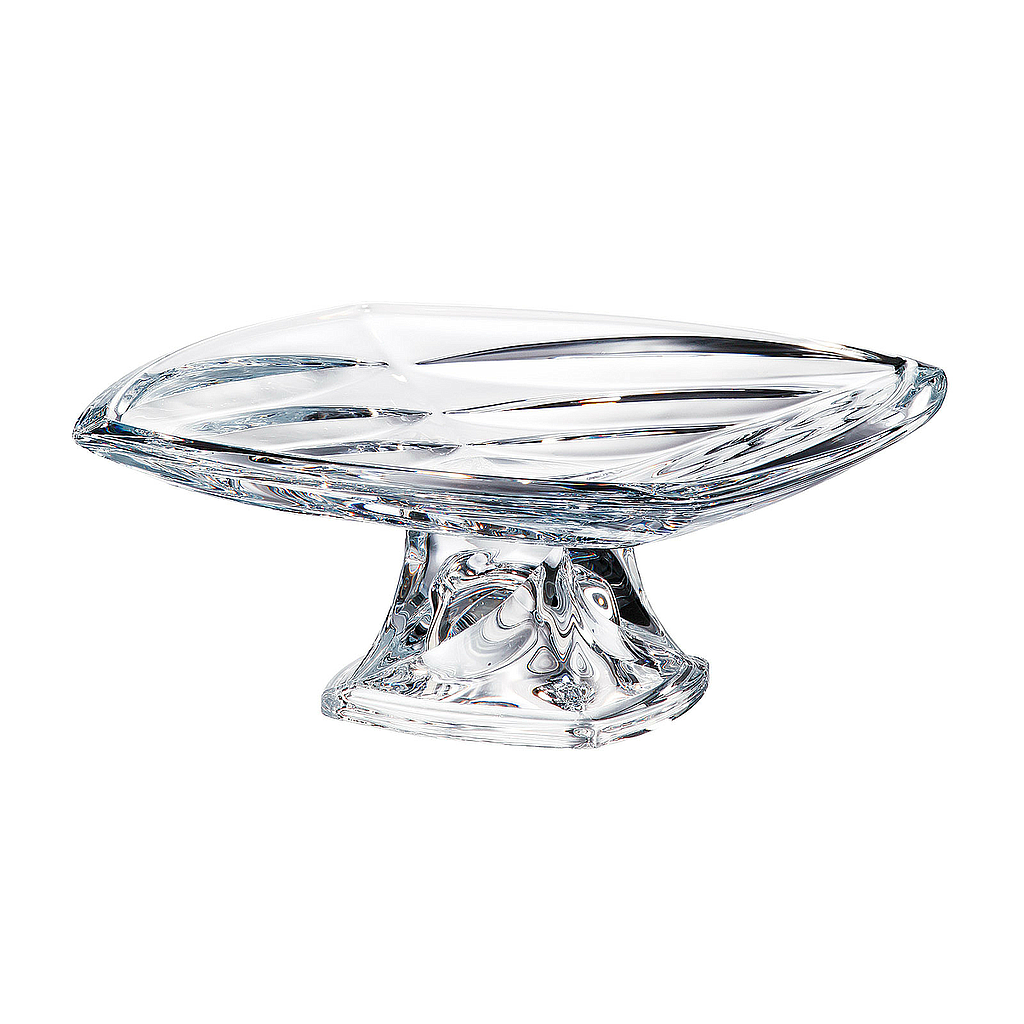 FACET-0-32 cm-TORTERA CON PIE-C CRISTAL DE BOHEMIA