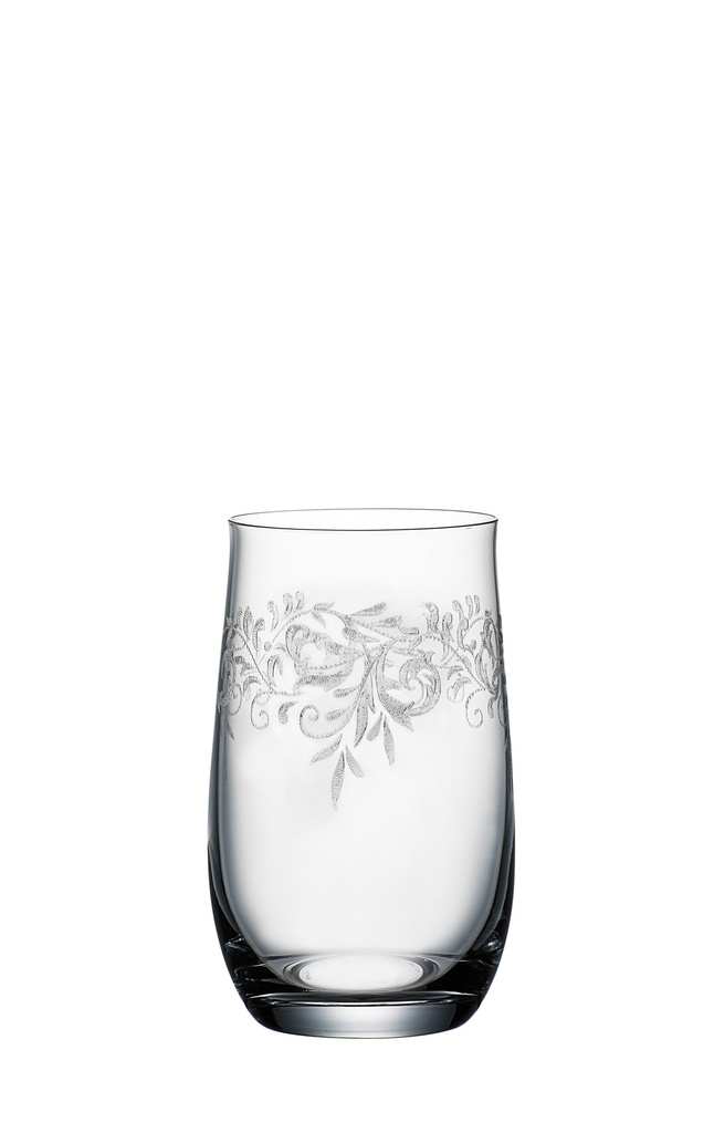 ROMANCE-PANTOGRAFIADO-380 ml-6 VASOS-BOHEMIA CRISTAL