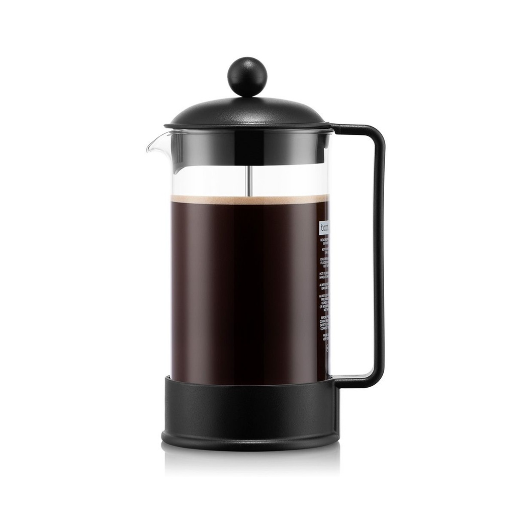 BRAZIL-NEGRO BOROSILICATO-1L-PRENSA DE CAFE 8 TAZAS-BODUM