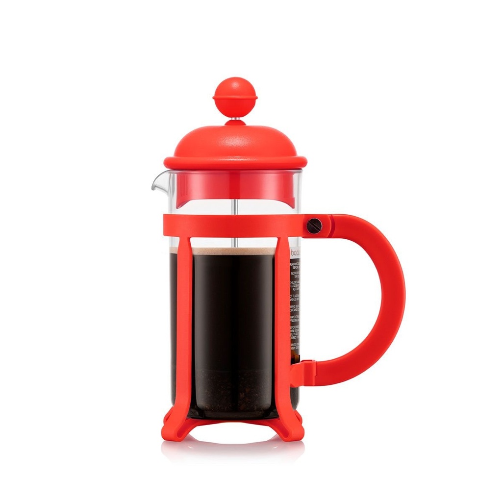JAVA-ROJO BOROSILICATO-350ml-PRENSA DE CAFE 3 TAZAS-BODUM