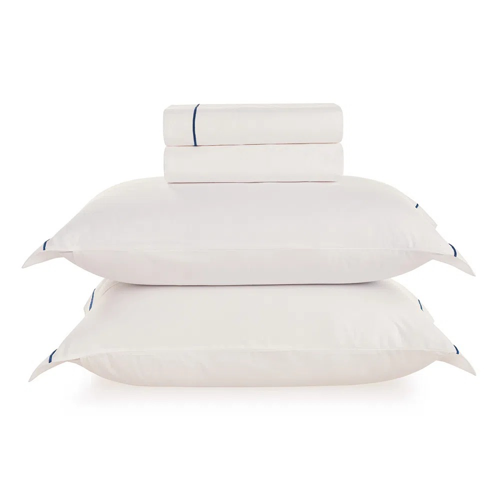 ROYALE- BCO/MARINHO 180 HILOS-240 x 250 cm-JUEGO DE SABANAS QUEEN-KARSTEN