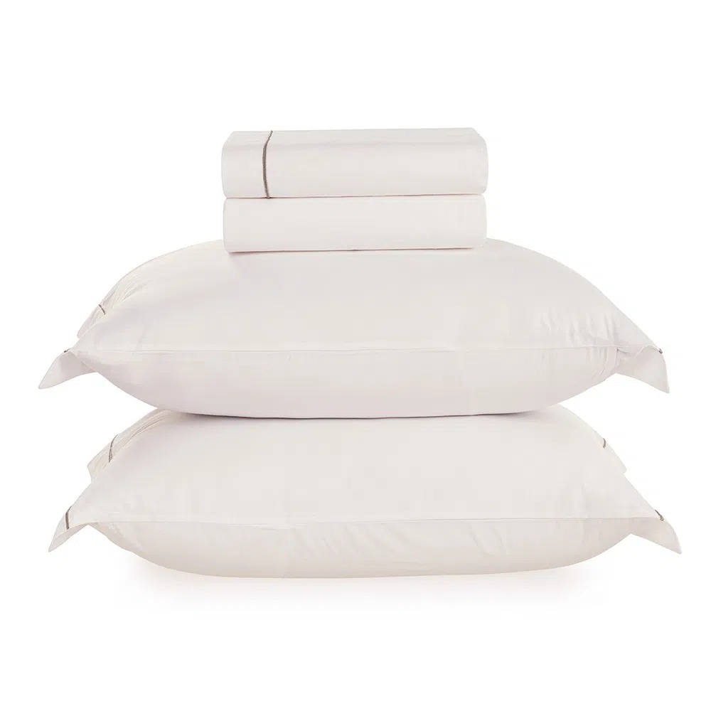 ROYALE- BRANCO/TAUPE 180 HILOS-290 x 250 cm-JUEGO DE SABANAS KING-KARSTEN