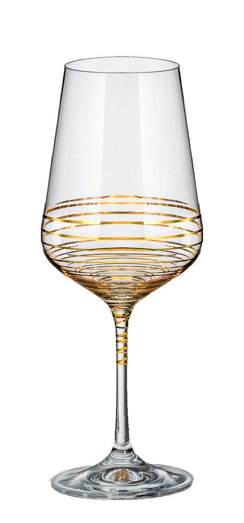 SANDRA GOLD-0-450 ml-6 COPAS VINO-BOHEMIA CRISTAL