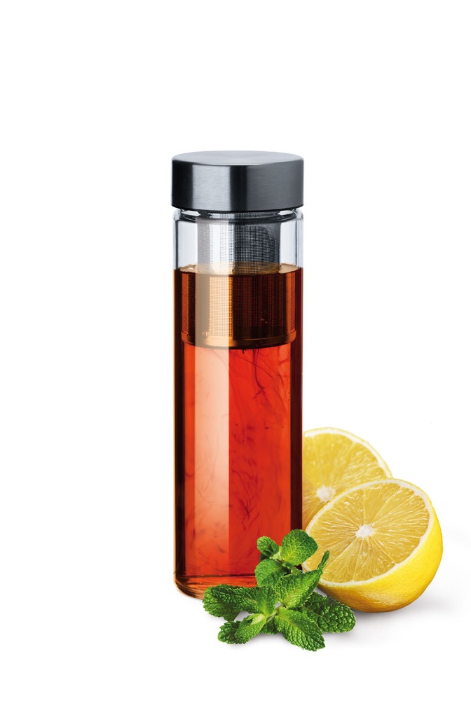 SIMAX-0-1 lt-BOTELLA CON TAPA COLADERA ACERO INOXIDABLE-BOHEMIA CRISTAL