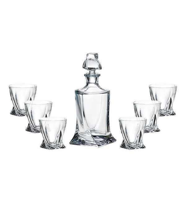 QUADRO-0-7 pza-SET 6 + 1 LICOR-C CRISTAL DE BOHEMIA