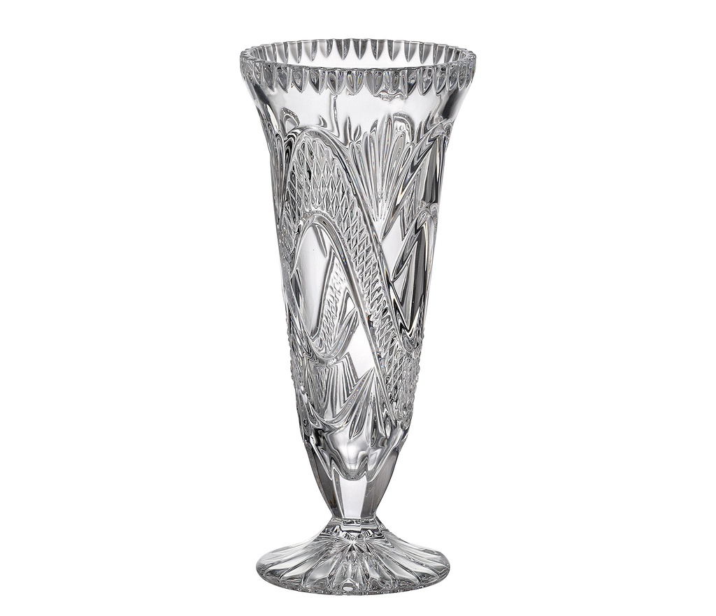 VINTAGE DENISE-0-260 mm-FLORERO DELGADO CON PIE-C CRISTAL DE BOHEMIA