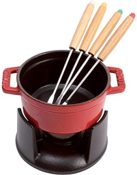 [201508] STAUB-HIERRO FUNDIDO-CHERRY-10 cm-SET FONDUE PEQUEÑO