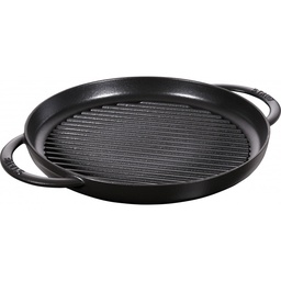 [206039] STAUB-HIERRO FUNDIDO-NEGRO-30 cm-SARTEN PARA GRILL PURE REDONDO 