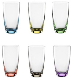 [201672] VIVA COLORI-AZUL-350 ml-6 VASOS LARGOS-BOHEMIA CRISTAL