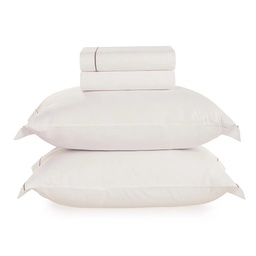 [206998] ROYALE- BRANCO/TAUPE 180 HILOS-240 x 250 cm-JUEGO DE SABANAS QUEEN-KARSTEN