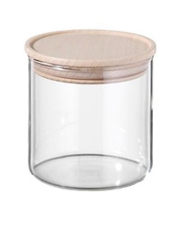 [207413] SIMAX-0-400 ml-CONTENEDOR DE VIDRIO CON TAPA DE MADERA-BOHEMIA CRISTAL